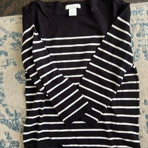 H&M Boatneck Long sleeve knit top black with white strips